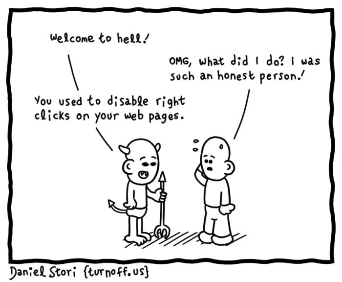 Disabling right clicks on your website
