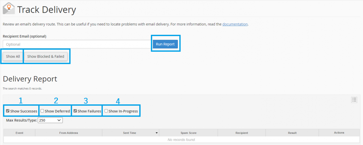 How to use Track Delivery feature in cPanel?