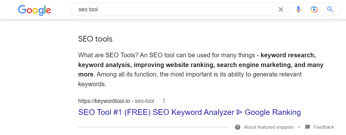 featured snippets on Google